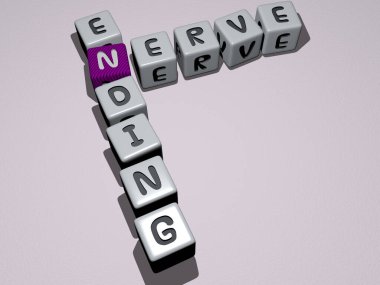 küp zar harfleriyle sinir ucu bulmacası - beyin ve insan için 3B çizim