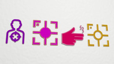 4 simgeyi vur - arkaplan için 3B illüstrasyon ve güzel