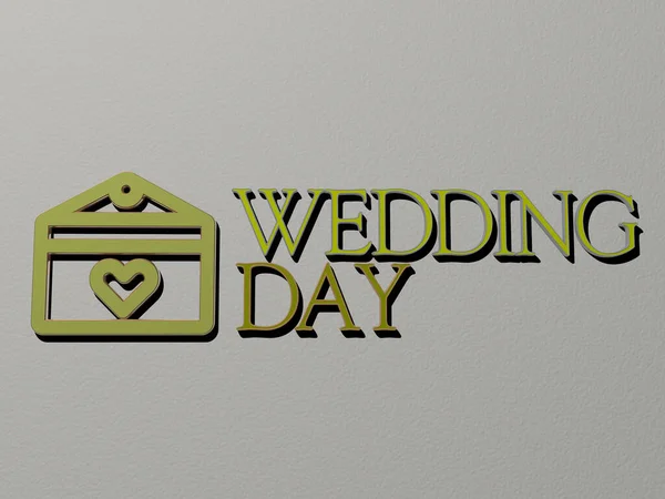 Hochzeitstag Symbol Und Text Der Wand Illustration Für Hintergrund Und — Stockfoto