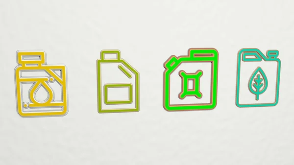 Gasoline Icons Set Illustration Für Kraftstoff Und — Stockfoto