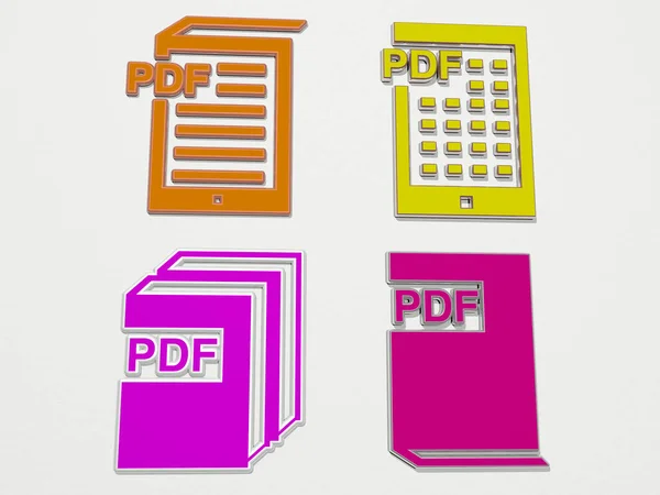 Pdf Iconen Set Illustratie Voor Bestand Document — Stockfoto