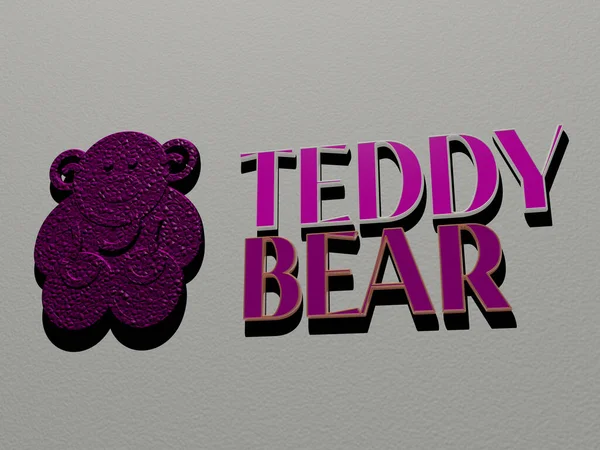 Teddy Bear Icoon Tekst Muur Illustratie Voor Schattig Achtergrond — Stockfoto