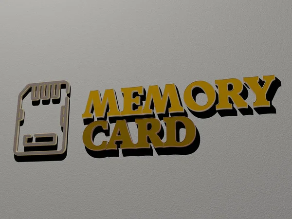 Memory Card Icoon Tekst Muur Illustratie Voor Achtergrond Concept — Stockfoto