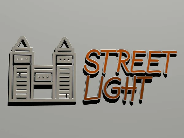 Street Light Icon Text Wall Illustration City Editorial — Stock Photo, Image