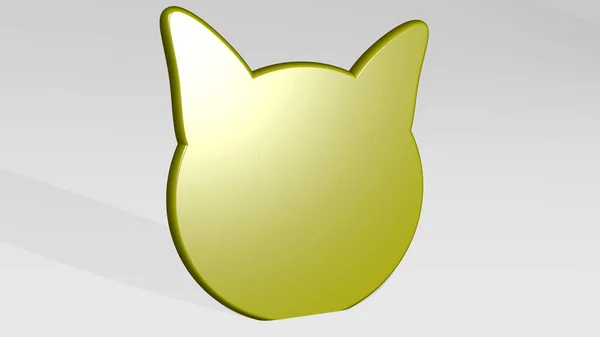 Cat Head Значок Лиття Тіні Ілюстрація Тварини Фону — стокове фото