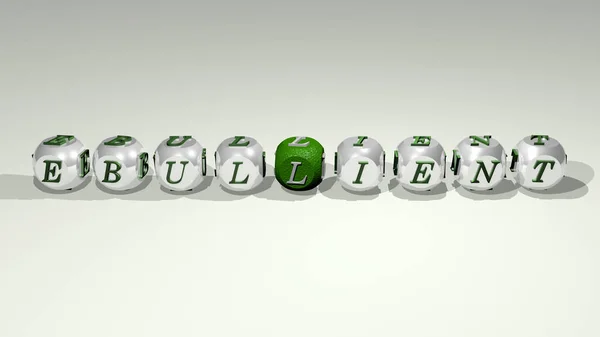 立方体单个字母的Ebullient文本 3D插图 — 图库照片
