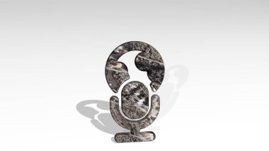 Zeminde duran MICROphone PODCAST ULUSLARARASI 3D simgesi - arkaplan ve ses için 3D illüstrasyon