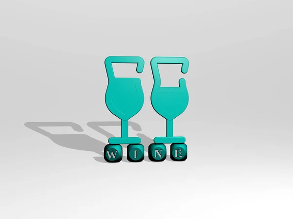 Wine Icon Cubic Letters Illustration Background Alcohol — Stock Photo, Image