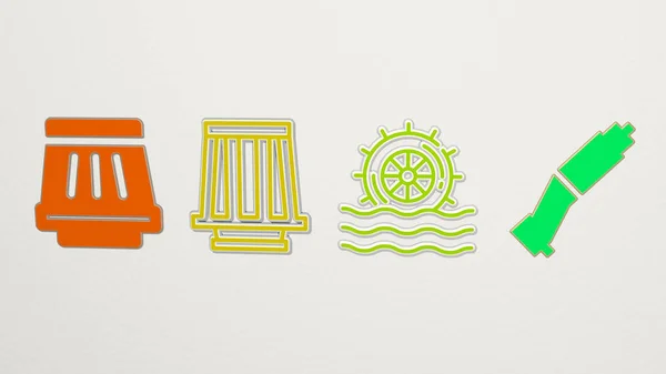Turbine Icons Set Illustration Wind Energy — Stock Photo, Image