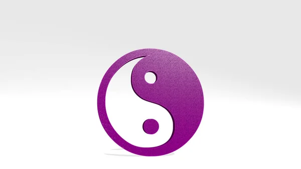 Chinese Yin Yang Symbol Drawing Icon White Floor Illustration Asian — Stock Photo, Image