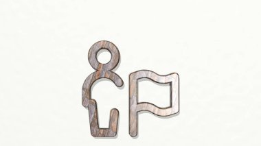 Duvarda SİNGLE NEUTRAL 3D simgesi - arkaplan ve izole edilmiş için 3D illüstrasyon