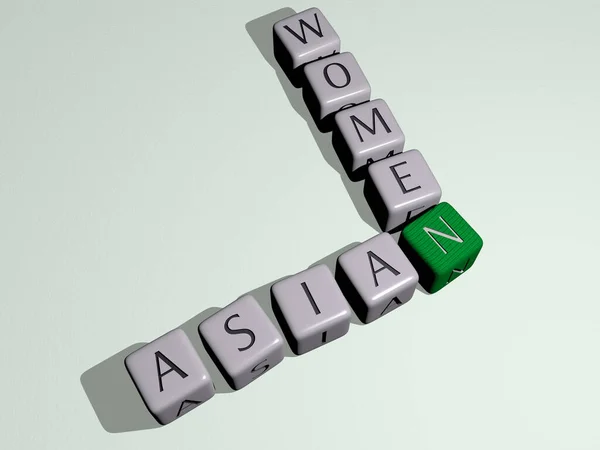 Asiatische Frauen Kreuzworträtsel Durch Würfel Buchstaben Illustration Für Hintergrund Und — Stockfoto