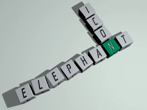 Elefant Icon Kruiswoordpuzzel Door Kubieke Dobbelstenen Letters Illustratie Voor Dieren — Stockfoto