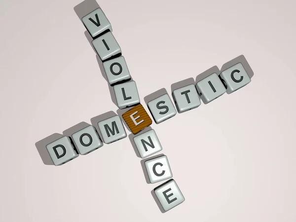 家庭内暴力三角形のダイス文字でクロスワード 動物や背景のための3Dイラスト — ストック写真