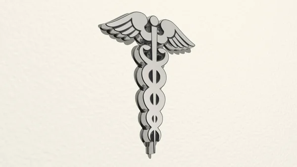 medical snake sign 3D drawing icon - 3D illustration for background and care