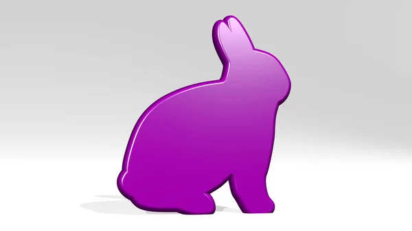 Rabbit Ikona Odlewania Cień Ilustracja Dla Króliczka Słodkie — Zdjęcie stockowe