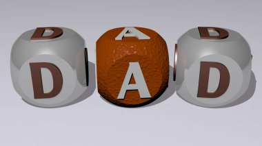 baba küp küp zar harfleriyle metin - aile ve baba için 3D illüstrasyon