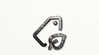 Duvarda RECYCLING LABEL 3D simgesi - arkaplan ve konsept için 3B illüstrasyon