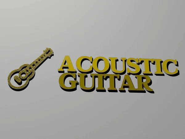 Ícone Guitar Acoustic Texto Parede Ilustração Para Fundo Música — Fotografia de Stock