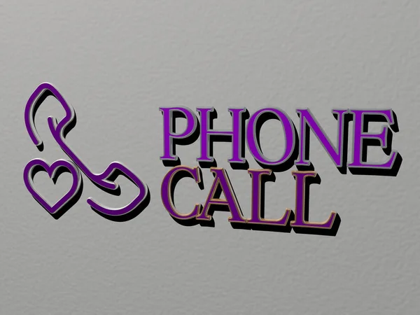 Telefon Hívás Ikon Szöveg Falon Illusztráció Mobil Üzleti — Stock Fotó