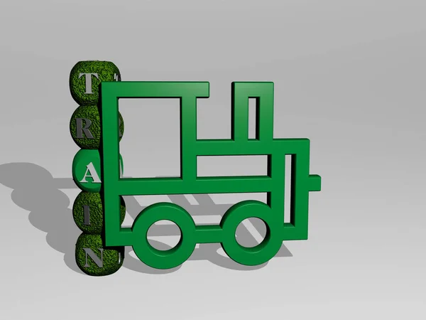 Train Symbol Und Würfelbuchstabentext Illustration Für Sender Und Redaktion — Stockfoto