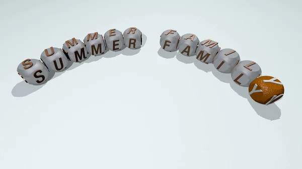 Combination Summer Family Built Cubic Letters Top Perspective Excellent Concept — Stock Photo, Image