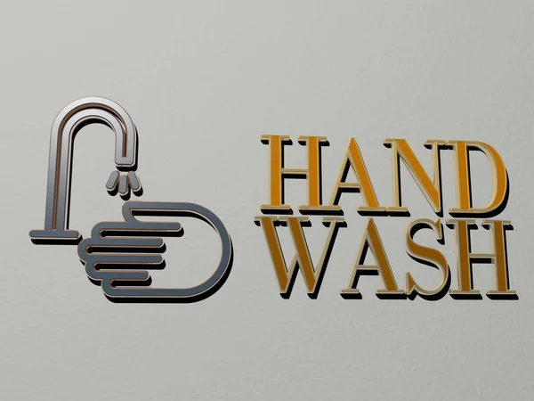 Handwaschsymbol Und Text Der Wand Illustration Für Hintergrund Und Zeichnung — Stockfoto