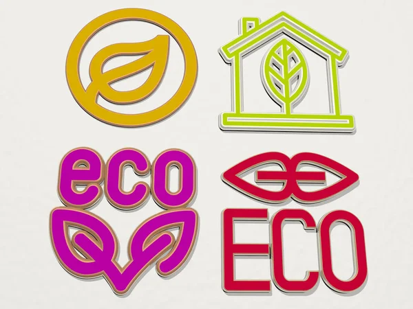 Eco Icons Set Illustration Für Hintergrund Und Design — Stockfoto