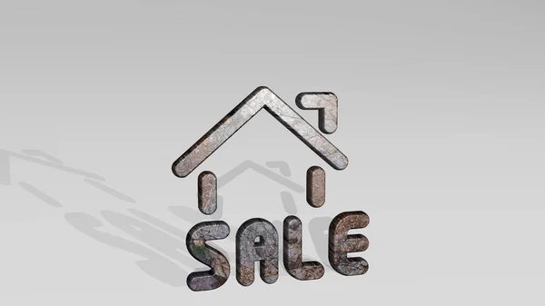 Real Estate Sign House Sale Icon Standing Floor Illustration Background — Stock Photo, Image