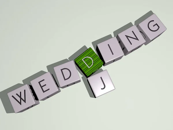 Wedding DjクロスソードBy立方ダイス文字 3Dイラスト 背景とデザインのための — ストック写真