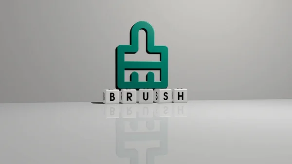 Brush Texto Letras Dados Cúbicos Suelo Icono Pared Ilustración Para — Foto de Stock