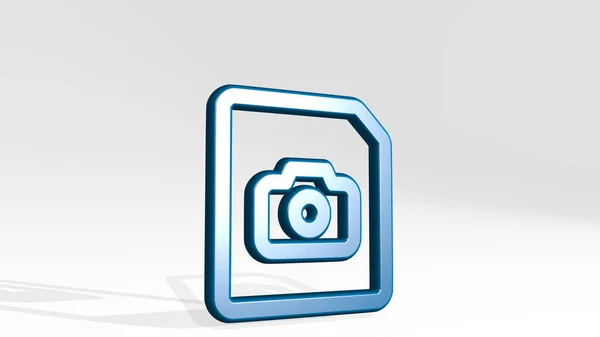 Image File Camera Icon Casting Shadow Ilustração Para Fundo Negócios — Fotografia de Stock