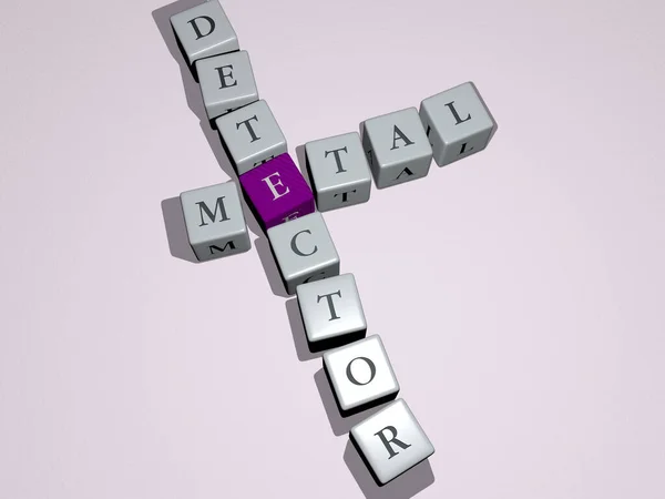Metal Detector Cruciverba Con Lettere Dadi Cubici Illustrazione Sfondo Astratto — Foto Stock