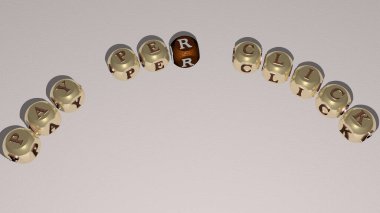 Tıklanma başına zarların eğimli metnini öde - iş ve konsept için 3B illüstrasyon