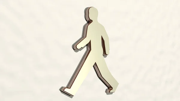3D図面のアイコンを歩く男 美しい人と人のための3Dイラスト — ストック写真