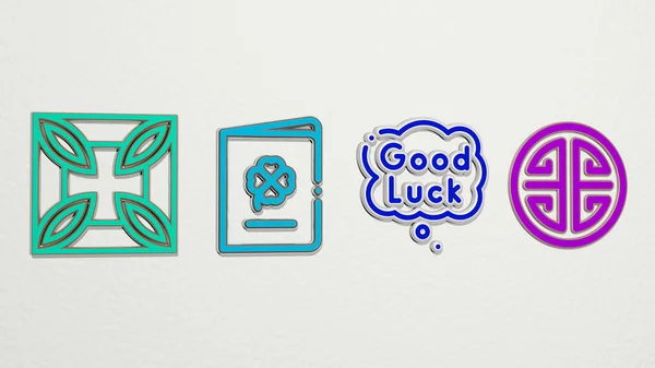 Boa Luck Conjunto Ícones Ilustração — Fotografia de Stock