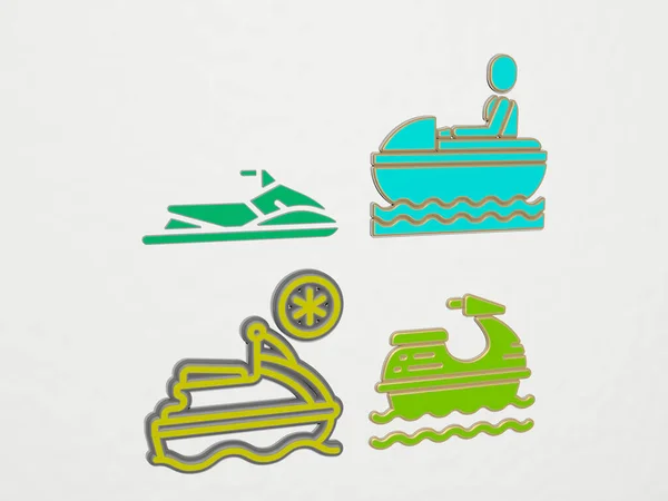 Jet Ski Icon Set Illustration — 스톡 사진