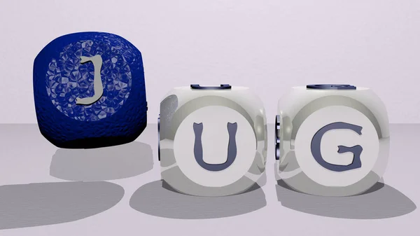 水壶舞立方字母 背景和白色的3D插图 — 图库照片