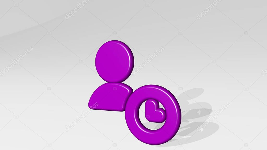 SINGLE NEUTRAL ACTIONS TIME 3D icon casting shadow - 3D illustration for background and isolated