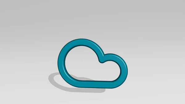 Cloud Icon Casting Shadow Illustration Background Blue — стоковое фото