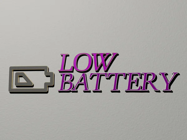 Low Battery Icon Und Text Der Wand Illustration Für Hintergrund — Stockfoto