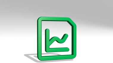 Veri Dosyası Grafiği 3D ikon döküm gölgesi, iş ve konsept için 3B illüstrasyon