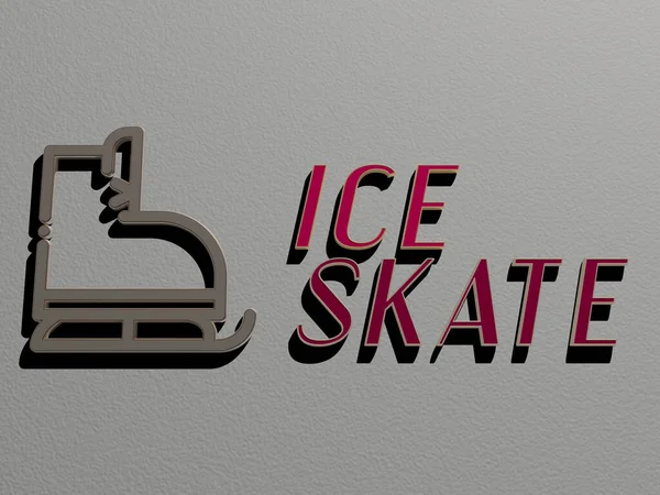 Ice Skate Icon Text Wall Illustration Background Cold — Stock Photo, Image