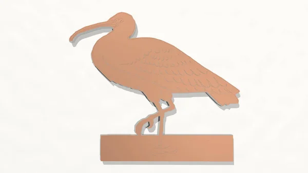 Duvardaki Bir Perspektiften Kuş Hayvan Illüstrasyon Için Metalik Malzemelerden Yapılmış — Stok fotoğraf