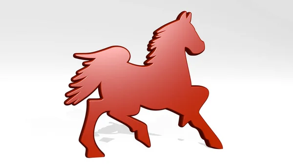Horse Ikon Casting Árnyék Illusztráció Állati Háttér — Stock Fotó
