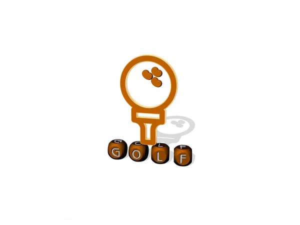 Кубические Буквы Гольфа Трехмерной Иконкой Сверху Трехмерная Иллюстрация Мяча Клуба — стоковое фото