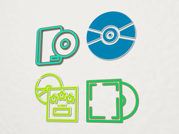 Dvd Icons Set Illustration Background Digital — Stock Photo, Image