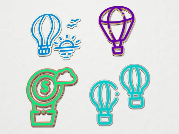 Air Balloon Icons Set Illustration — Stock Photo, Image