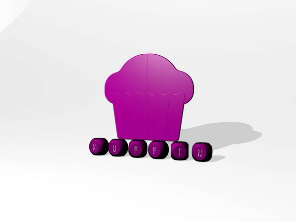 Muffin Icon Cubic Letters Illustration Cake Background