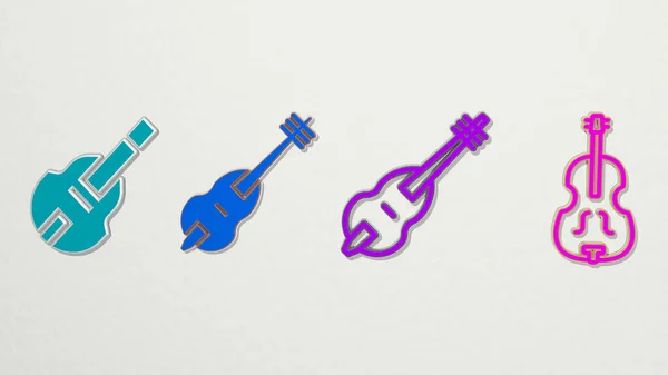 Double Bass Icons Set Illustration — Stock Photo, Image